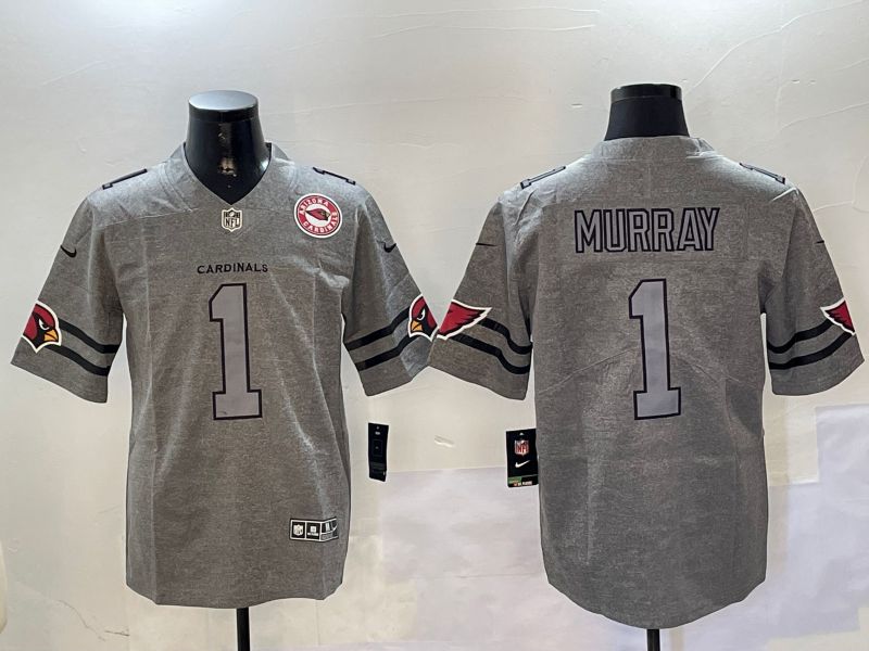 Men Arizona Cardinals #1 Murray Grey Throwback 2024 Nike Limited NFL Jersey style 2